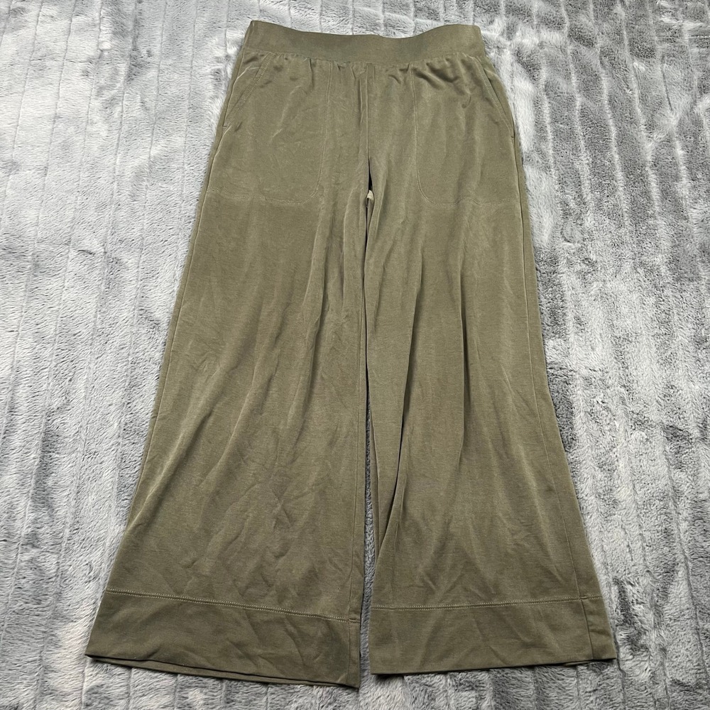 Lou & Grey for LOFT Women Olive Green Wide Leg Elastic Waist Crop Pants XS
